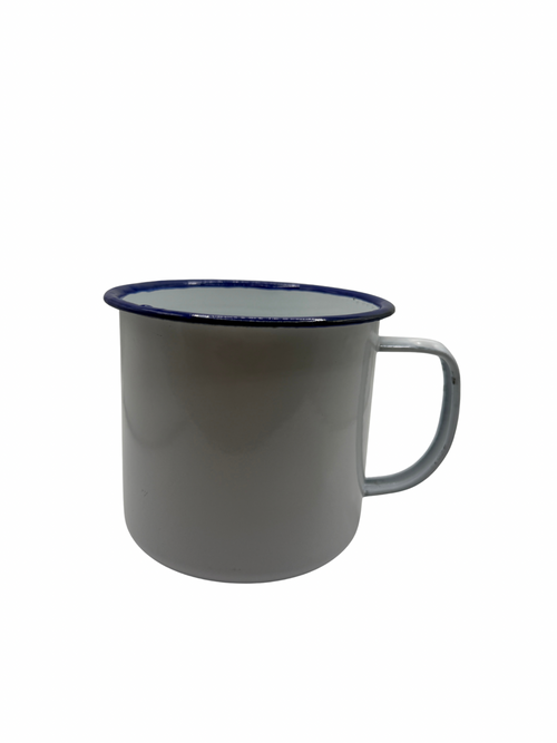 (Med) classic white enamel camping mug